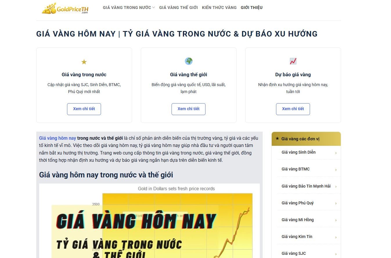 Goldprice là một trong những website cung cấp thông tin về thị trường vàng.