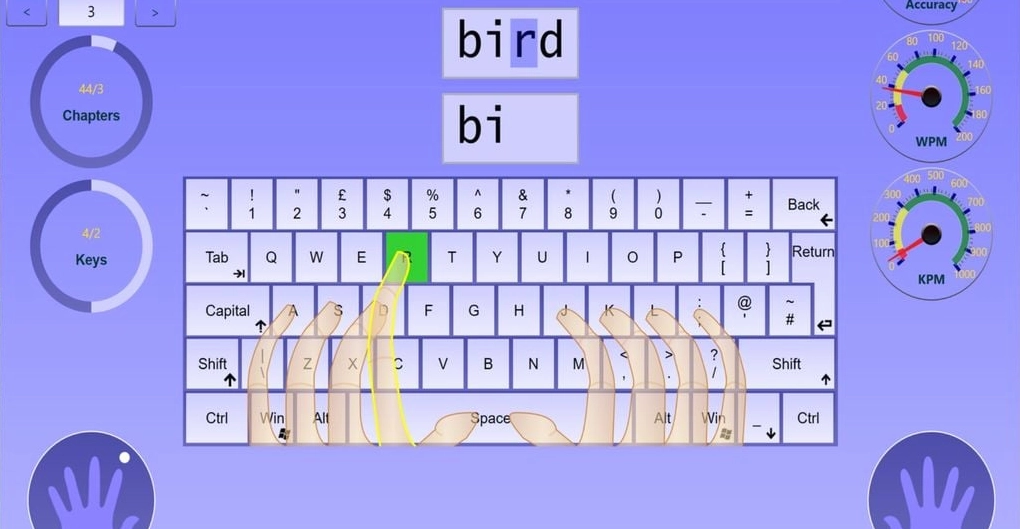 Game tập gõ phím nhanh Kiran's Typing Tutor