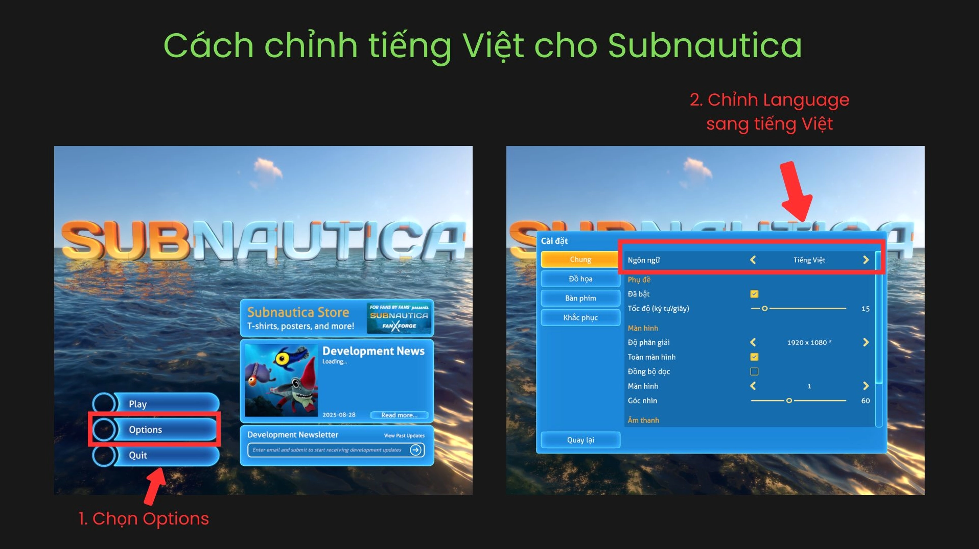 Hướng dẫn chỉnh tiếng Việt cho Subnautica