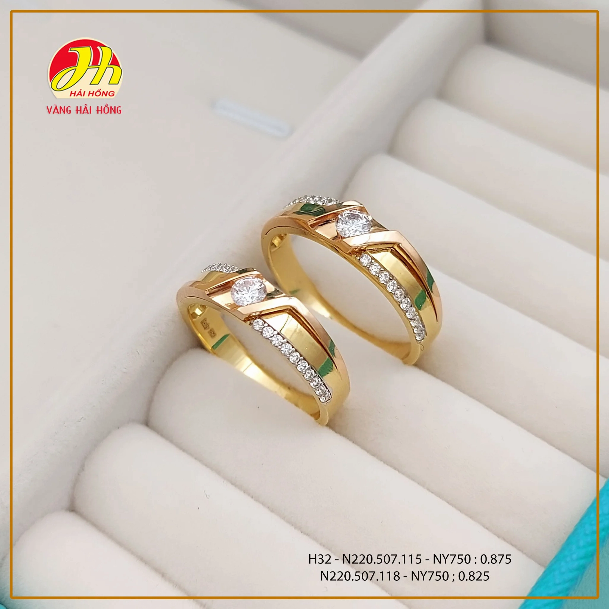 Nhẫn cưới vàng 18K tinh tế của Hải Hồng